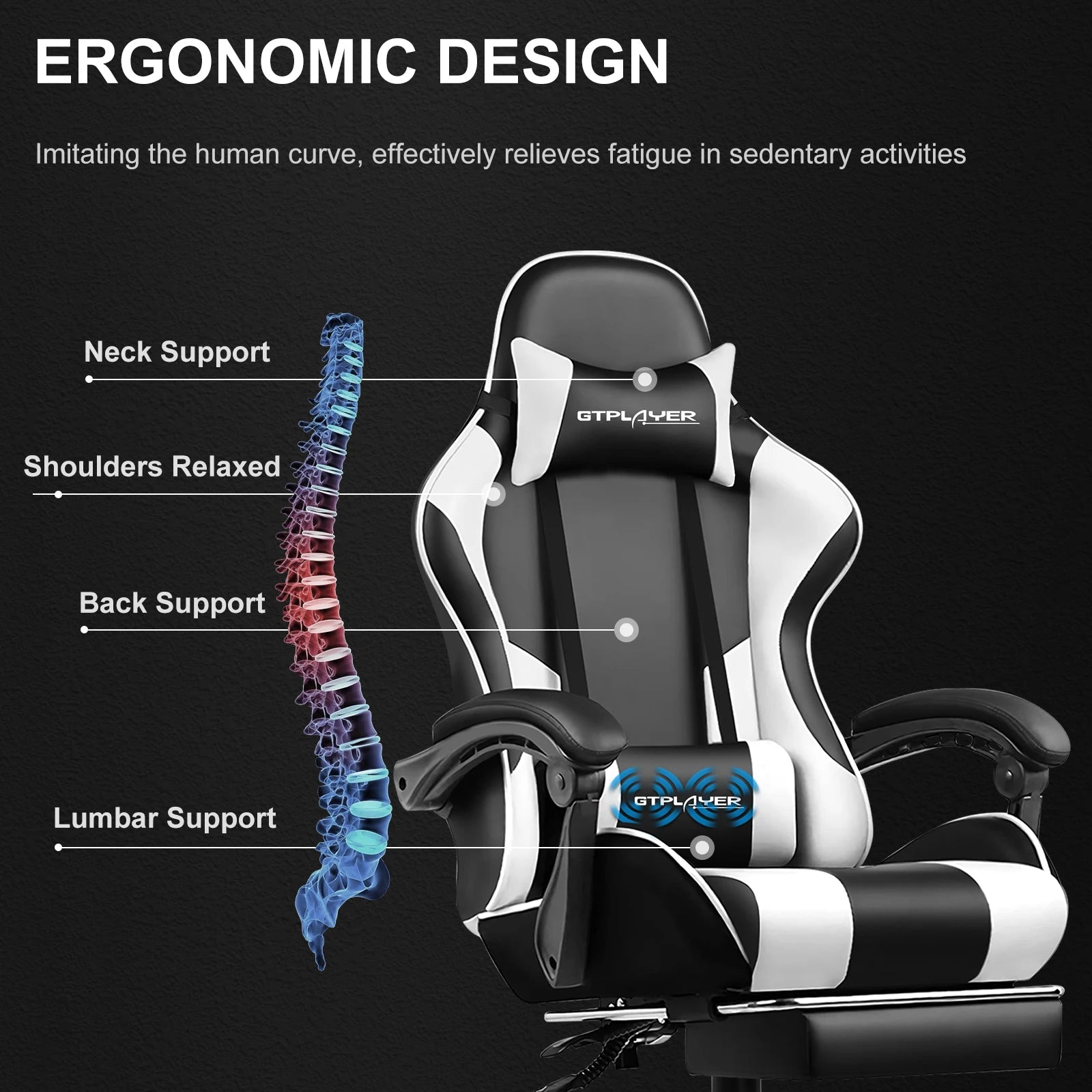 Silla Gamer Reclinable con Reposapiés Extensible