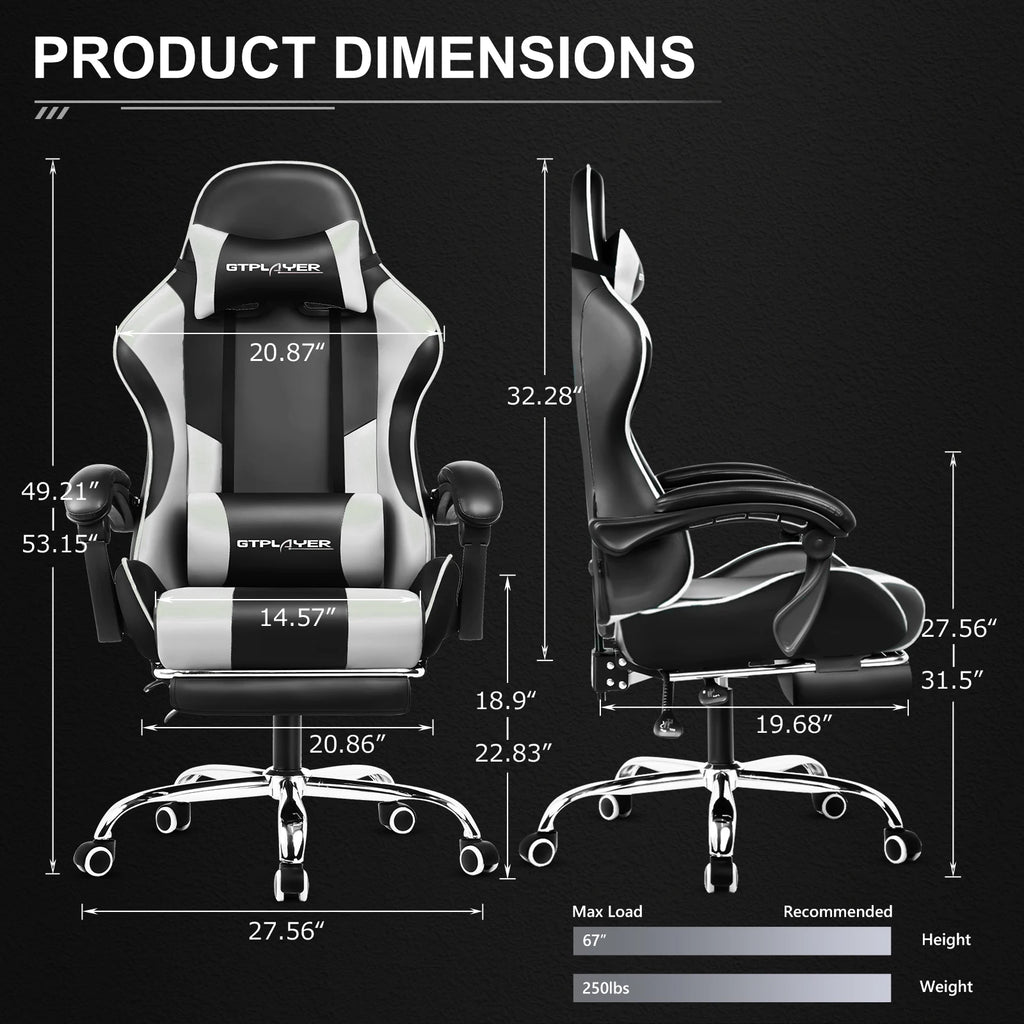 Silla Gamer Reclinable con Reposapiés Extensible