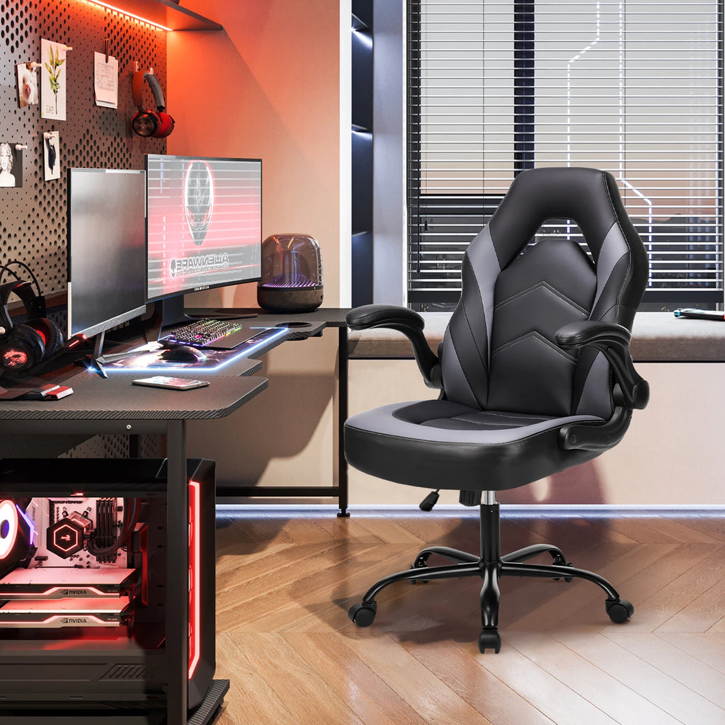 Silla de Escritorio Gaming Ajustable en Cuero Sintético