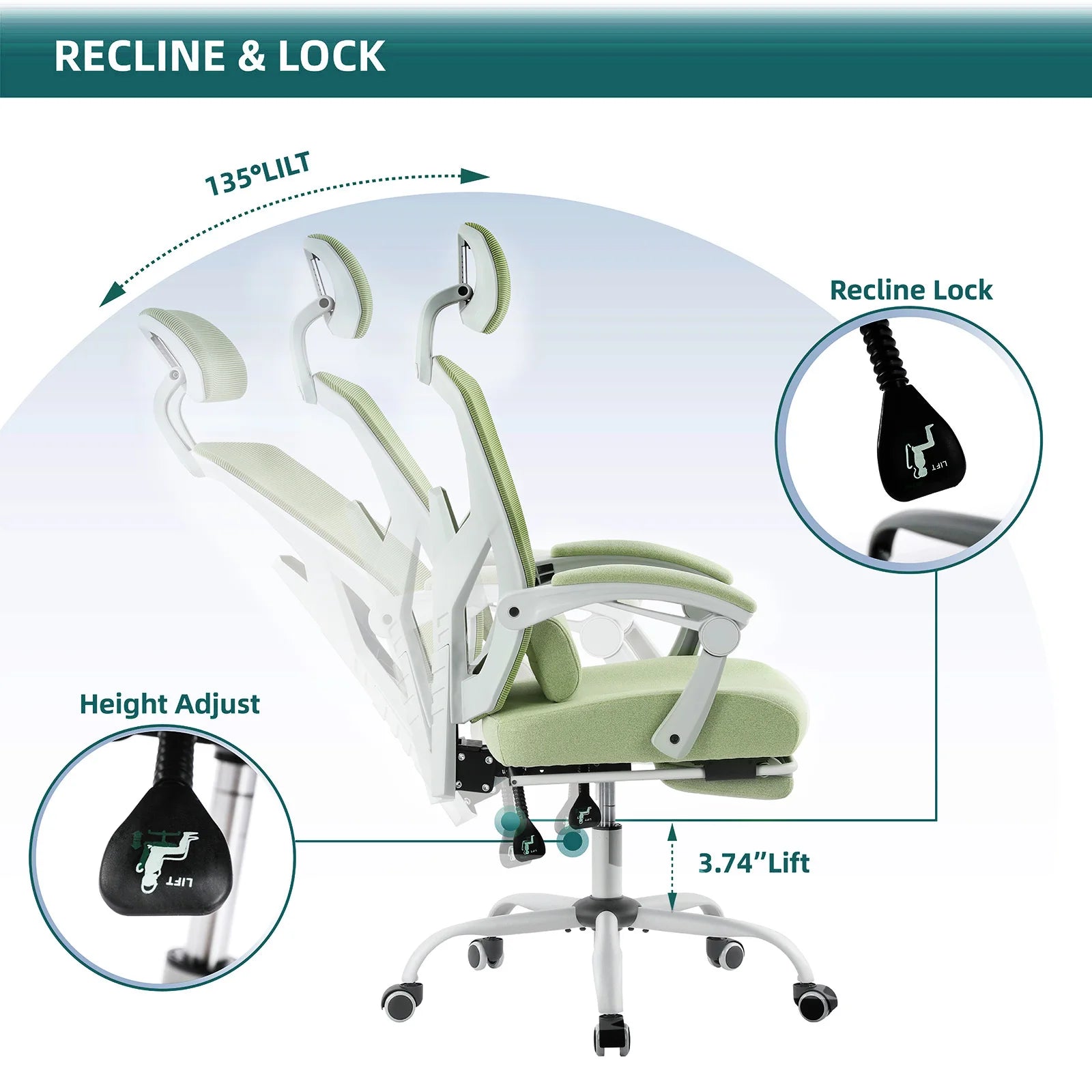 Silla Ergonómica Transpirable para Ordenador con Cojín Lumbar