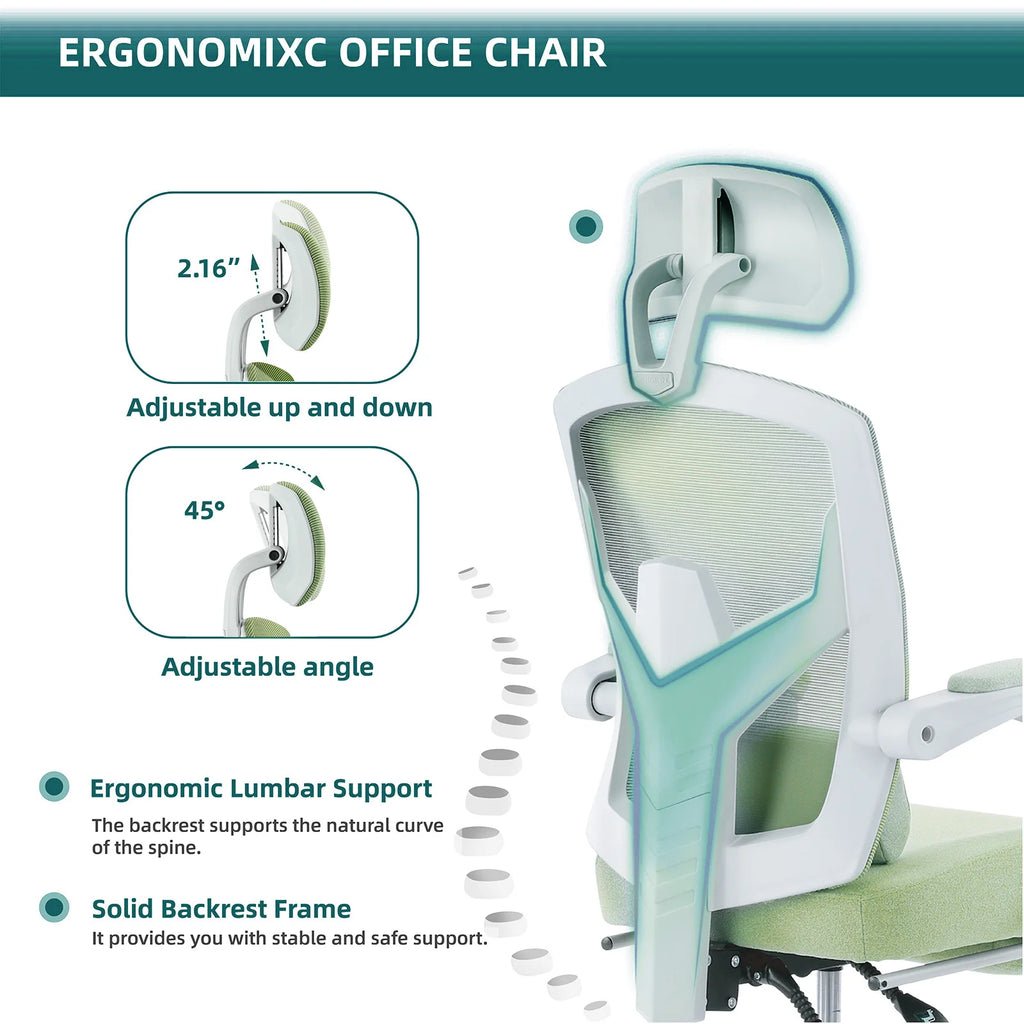 Silla Ergonómica Transpirable para Ordenador con Cojín Lumbar