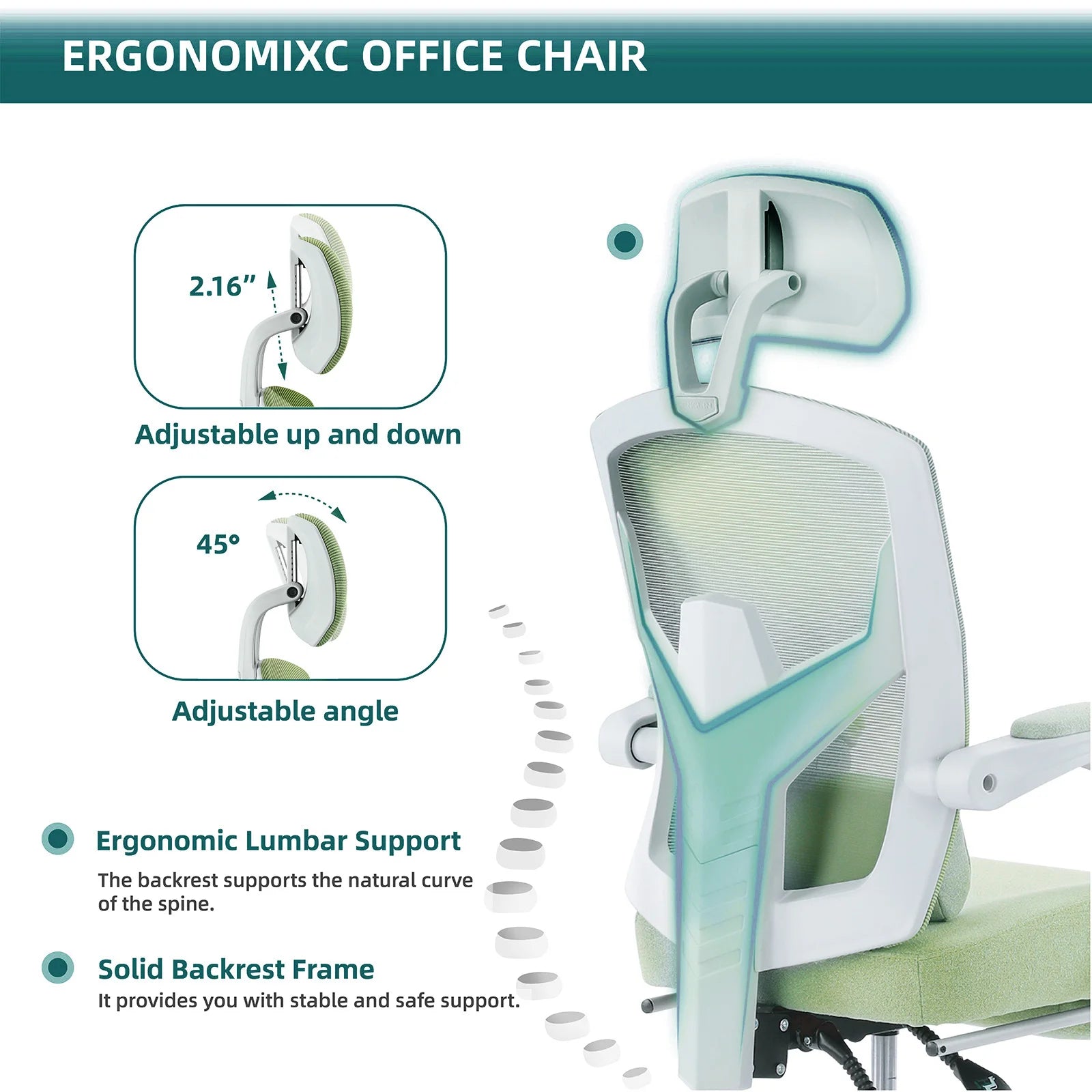 Silla Ergonómica Transpirable para Ordenador con Cojín Lumbar
