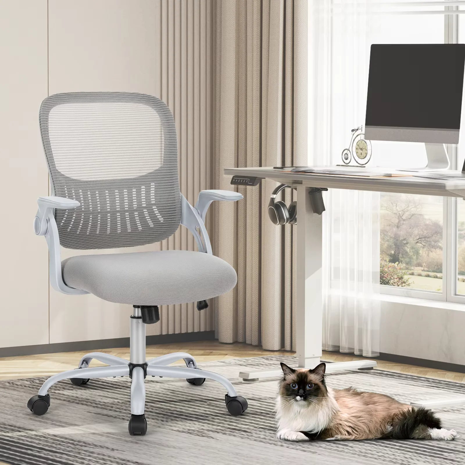 Silla de Oficina Ergonómica con Respaldo de Malla y Altura Regulable