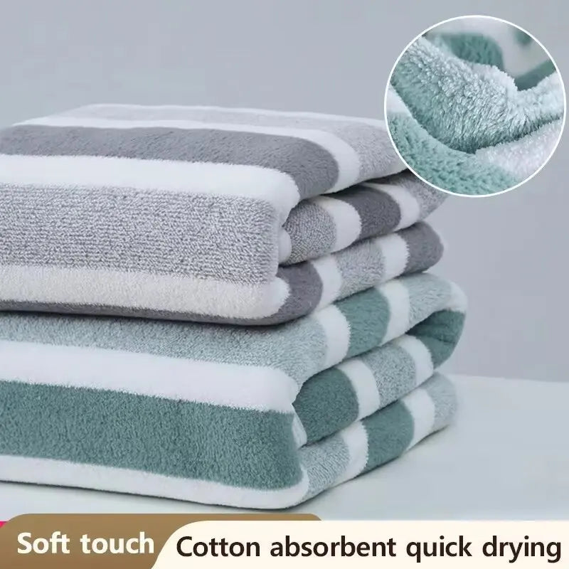Toalla de Baño de Microfibra Gruesa con Diseño a Rayas