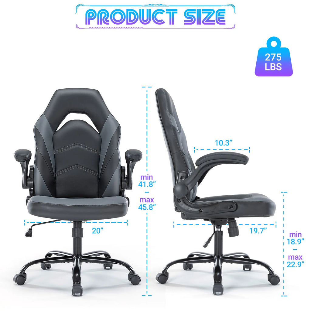 Silla de Escritorio Gaming Ajustable en Cuero Sintético