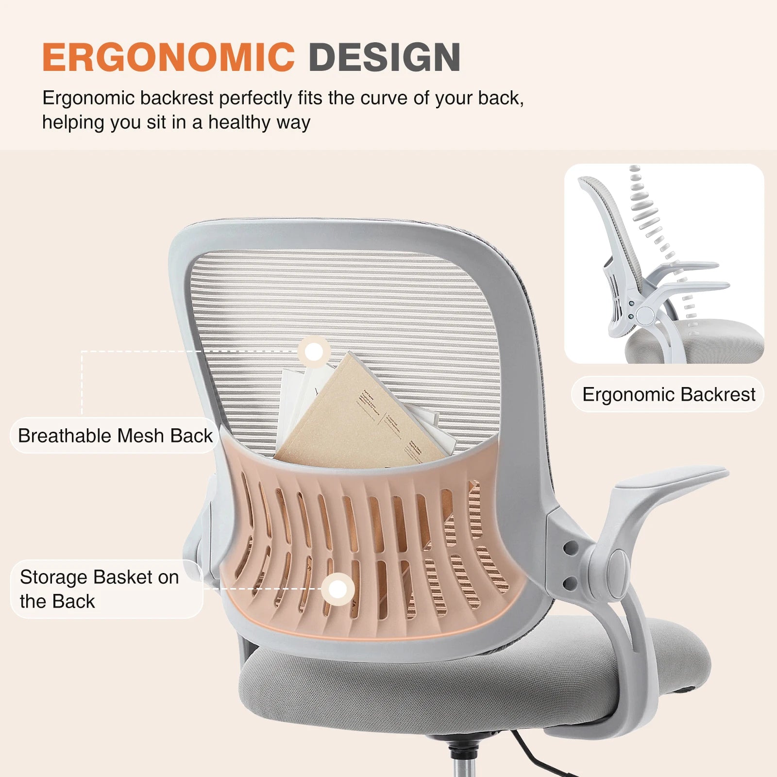 Silla de Oficina Ergonómica con Respaldo de Malla y Altura Regulable