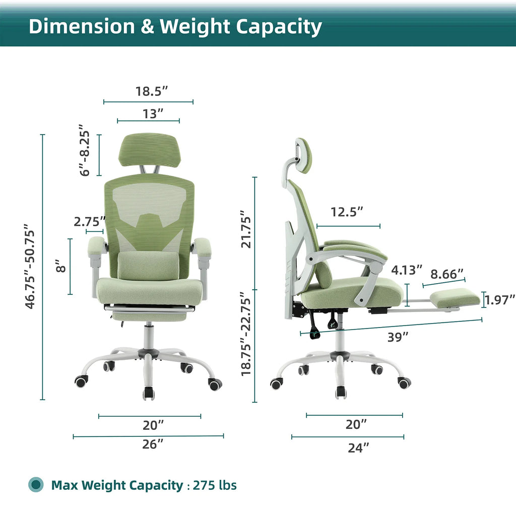 Silla Ergonómica Transpirable para Ordenador con Cojín Lumbar