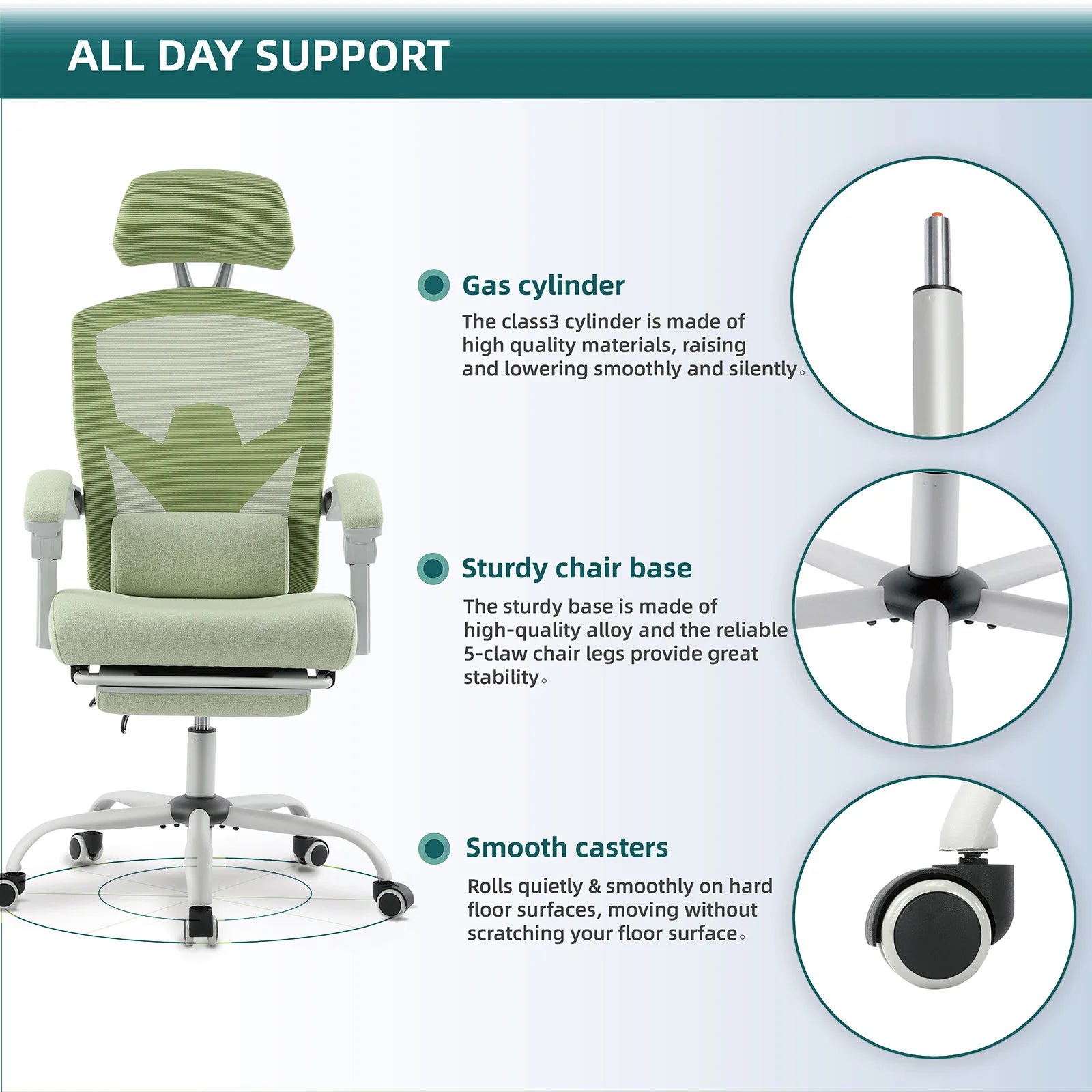 Silla Ergonómica Transpirable para Ordenador con Cojín Lumbar